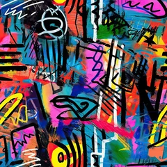  Funky doodles seamless repeat pattern - colorful graffiti abstract art [Generative AI]  © Roman