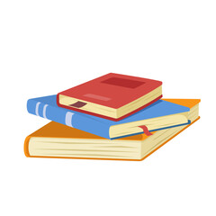 Vector isolated illustration of stack of books on white background. School and office supplies, school design, sticker design, web elements. Suitable for posters, banners.