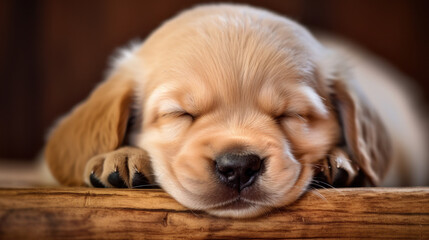 Blissful Slumber: A Heartwarming Capture of a Sleeping Puppy, Generative AI