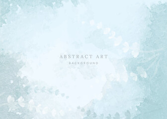 Floral abstract watercolor background for wedding invitation, postcard, wall art. Artistic banner in light blue