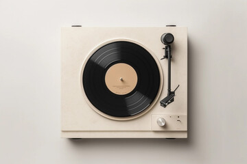 Fototapeta premium Record player top view. Generative AI