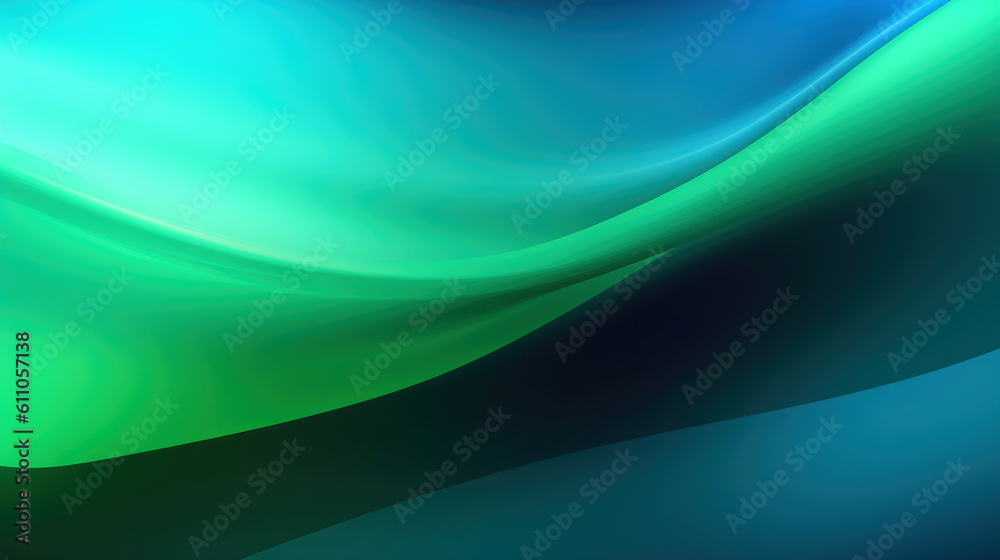 Wall mural abstract blue and green background with waves for design or presentation. generative ai