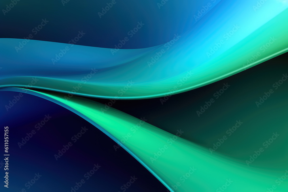Wall mural abstract blue and green background with waves for design or presentation. generative ai