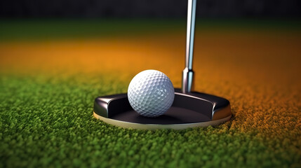 3d Vector Golf and putter getting in to the hole, Sport and Game competition concept. Generative Ai