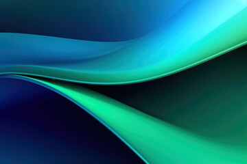 Abstract blue and green background with waves for design or presentation. Generative AI