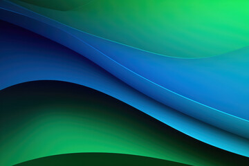 Abstract blue and green background with waves for design or presentation. Generative AI