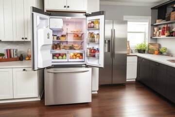 energy-efficient refrigerator with convenient features and streamlined design, created with generative ai