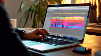 Project manager working with Gantt chart schedule to update the schedule. Generative Ai