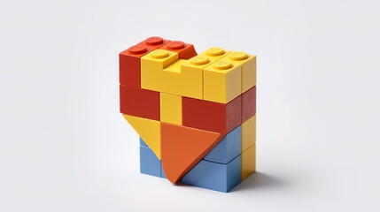 Obraz premium colorful wooden toy blocks lettering the word MOM and a heart on white background. Generative Ai