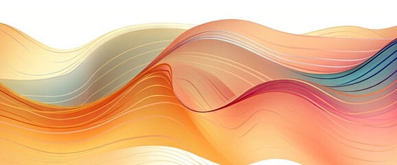 An abstract colorful wave with red, yellow, orange and blue colors, in the style of rococo pastel colors. Created with Generative Ai Technology