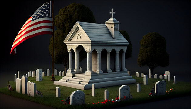 4th of July Memorial Day home design. july 4th celebration. American flag for Memorial Day, white graves, 4th of July, Labour Day. Ai generated image