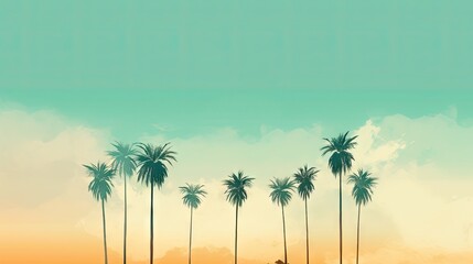A group of palm trees on a beach. Created with Generative Ai Technology