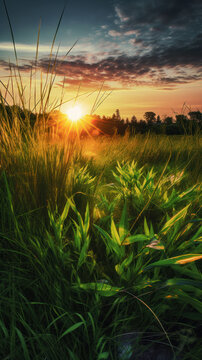 Sunrise Serenity: Discovering the Intricate Details of a Miniature World in HD. Generative AI