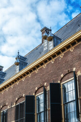 Fototapeta na wymiar Architectural exterior details of the Binnenhof parliament building, The Hague (Den Haag), Netherlands.