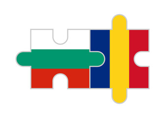 puzzle pieces of bulgaria and romania flags. vector illustration isolated on white background
