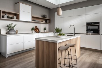 Fototapeta na wymiar clutter-free kitchen with sleek and modern appliances, minimalistic decor, and clean countertops, created with generative ai
