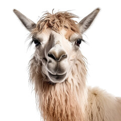 close up of a llama isolated on transparent background cutout