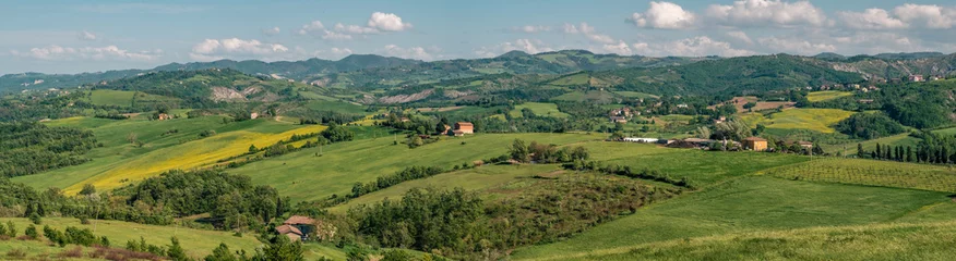 Fotobehang Panoramic view of the hilly agricultural landscape of the province of Bologna © GiorgioMorara