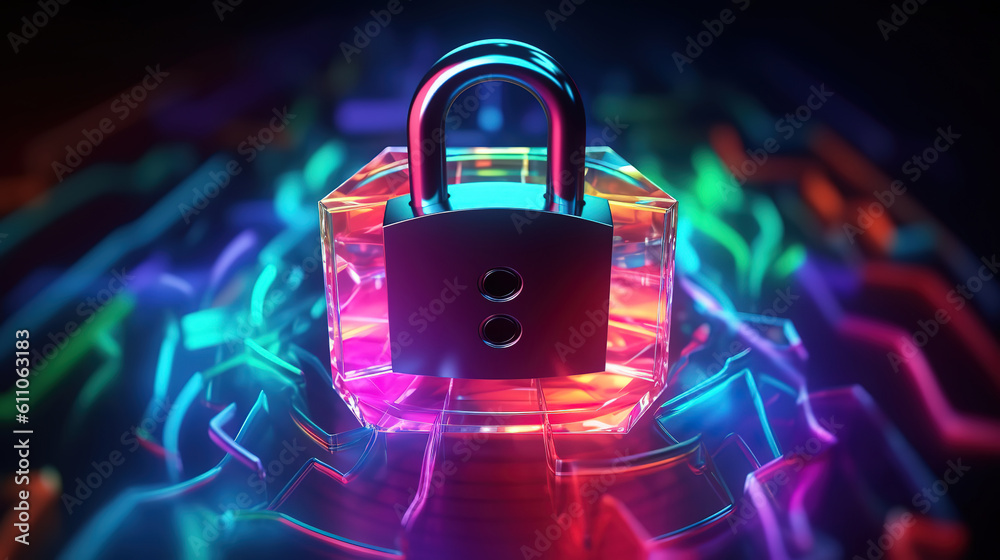 Poster concept of cyber security, information security and encryption. generative ai
