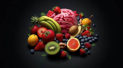 mixed fruit and vegetables carriage. Generative Ai