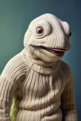 quirky stranger in a knitted sweater, Generative AI