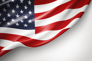 4th july american independence day flyer template with wave flag white white background and confetti. poster, banner, greeting card. Generative AI