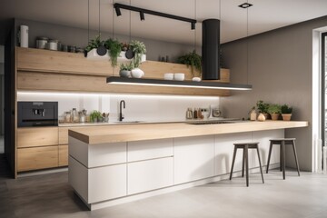 minimalist kitchen, with clean and clutter-free countertops, and minimalist appliances, created with generative ai