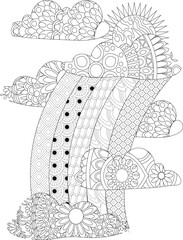 rainbow clouds zentangle mandala coloring page for adults 