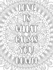 coloring book illustration of a background for adult coloring book, mandala quote coloring pages