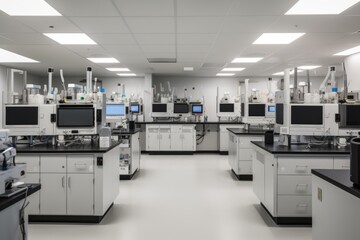 modern laboratory with clean lines, advanced equipment, and the latest technology, created with generative ai