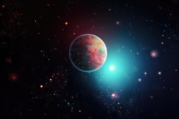 Obraz na płótnie Canvas pristine white planet with colorful stars in the night sky, created with generative ai