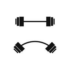 Straight and curved barbell icon on white background