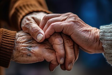 Caring for the elderly, holding hands