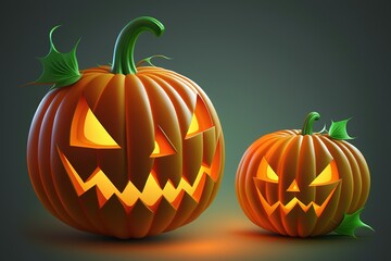 Background generated by AI with a happy Halloween pumpkin