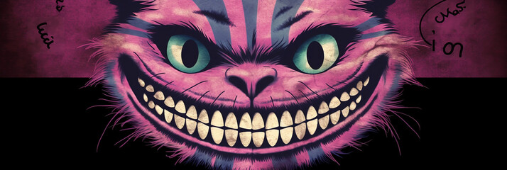 Fototapeta na wymiar Cheshire cat, banner, generative AI