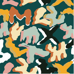 Organic shapes pattern. Abstract seamless repeat background. Hand drawn modern art. Doodle graphic.