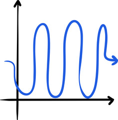 Vector drawing of a economic graph, diagrams. Shows increase of decrease, red, green, blue, black. Line up, decline, growth, breaking the bottom. Math, economy, business, finance, arrow.