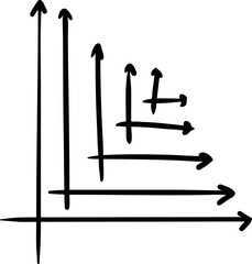Vector drawing of a economic graph, diagrams. Shows increase of decrease, red, green, blue, black. Line up, decline, growth, breaking the bottom. Math, economy, business, finance