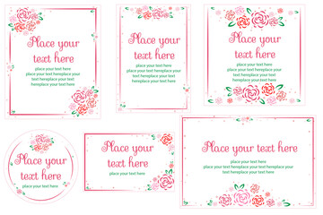 ilustracion vectorial de set de cartas con motivos florales