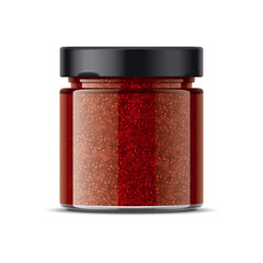 Glass jar for raspberry jam