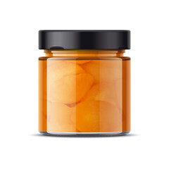 Glass jar for apricot jam 