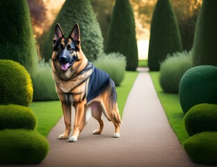 Obraz premium German Shepherd Dog, Generative AI Illustration
