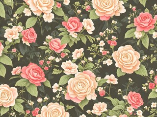 Vintage Floral Pattern, Generative AI Illustration