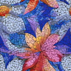 Flowers mosaic seamless repeat pattern [Generative AI]

