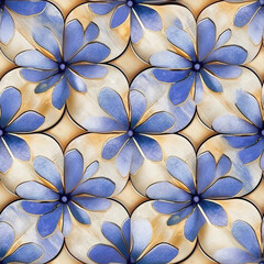 Flowers mosaic seamless repeat pattern
