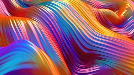 Obraz premium A colorful abstract background with holographic wavy lines. Created with Generative Ai Technology