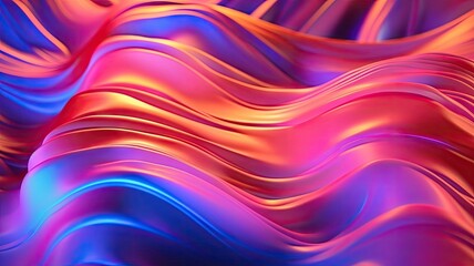 A colorful abstract background with holographic wavy lines. Created with Generative Ai Technology