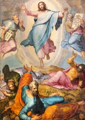 Badezimmer Foto Rückwand NAPLES, ITALY - APRIL 19, 2023: The painting of Transfiguration in the church Basilica del Gesu Vecchio by Marco Pino (1525 - 1587). © Renáta Sedmáková