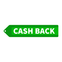 Cashback In Green Color And Hanging Tag Rectangle Shape For Guarantee Business
