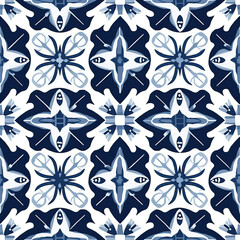 Colorful tile geometric seamless repeat pattern [Generative AI]
